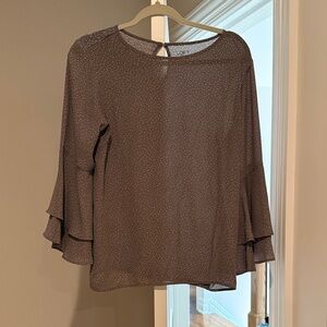 LOFT Brown Layered Sleeve Blouse